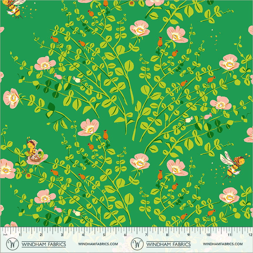 Heather Ross Windham Fabrics Heather Ross Favorites Nanny Bee 37023D-12JADE 