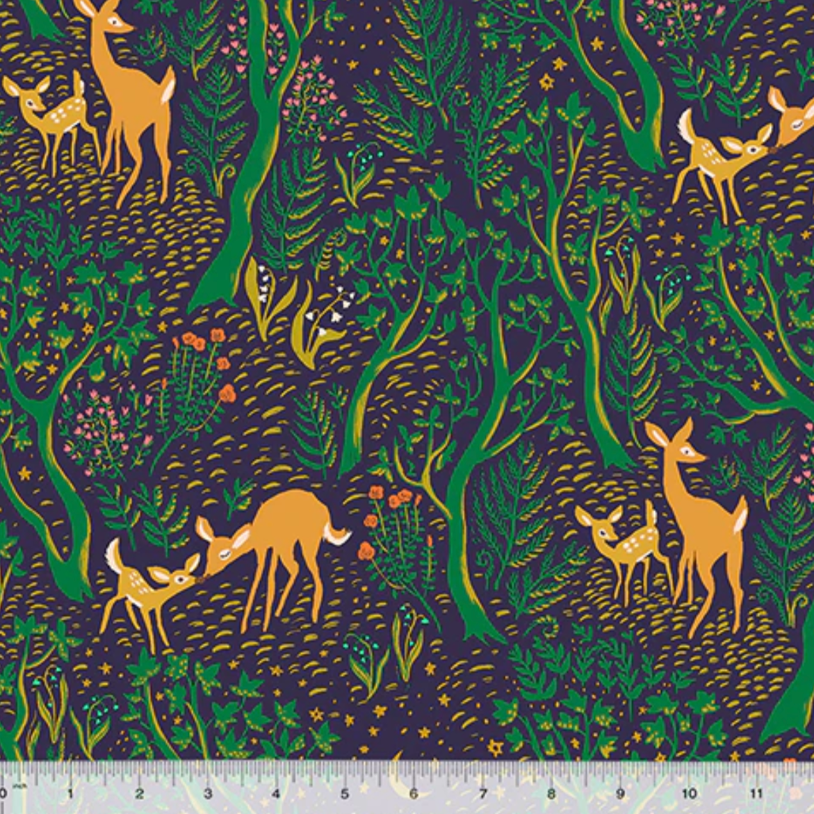 Heather Ross Windham Fabrics Night Visitor Wideback 108 53586W-1DES Midnight