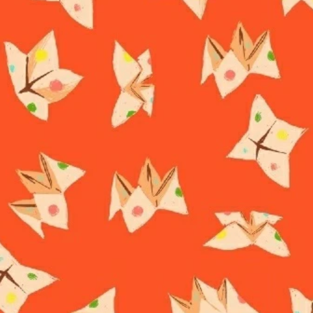 Heather Ross Windham Fabrics Sleeping Porch Lawn Fortune Tellers Red 42208-12