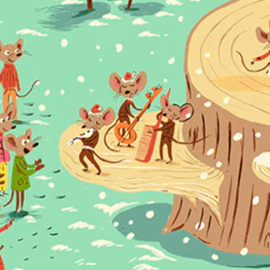 Heather Ross Windham Fabrics Studio Edit Christmas Mice Aqua 50165D-1