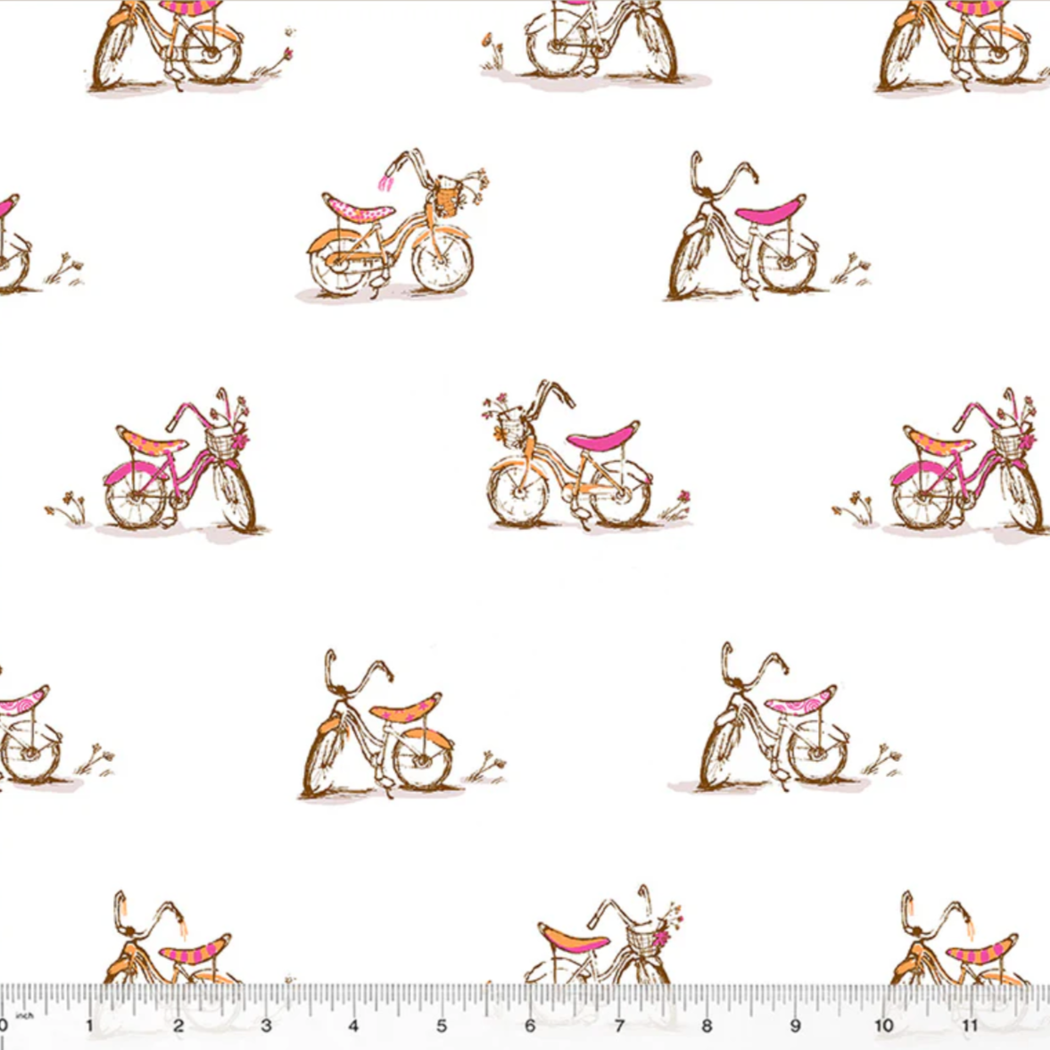 Heather Ross Windham Fabrics Studio Edit Dream Bike White 54327D-3