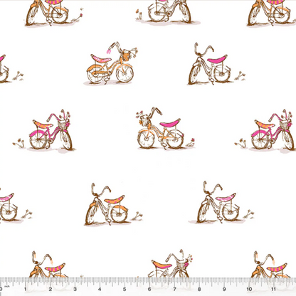 Heather Ross Windham Fabrics Studio Edit Dream Bike White 54327D-3