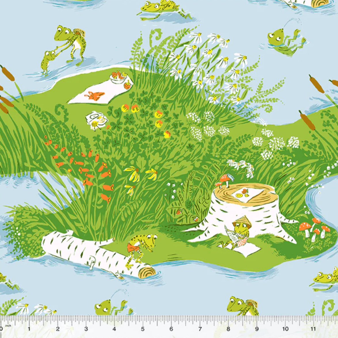 Heather Ross Windham Fabrics Studio Edit Frog Pond Blue 37022D-1