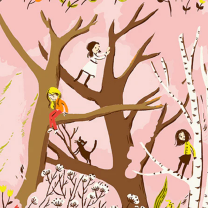 Heather Ross Windham Fabrics Studio Edit Girls in Trees Pink 40927D-6