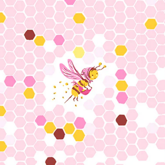 Heather Ross Windham Fabrics Studio Edit Hex Bee Pink 37025D-6