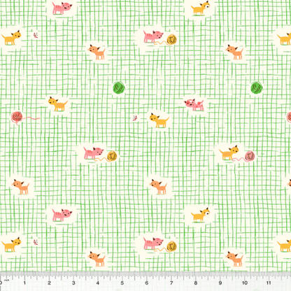 Heather Ross Windham Fabrics Studio Edit Kitten Plaid Green 40929D-2