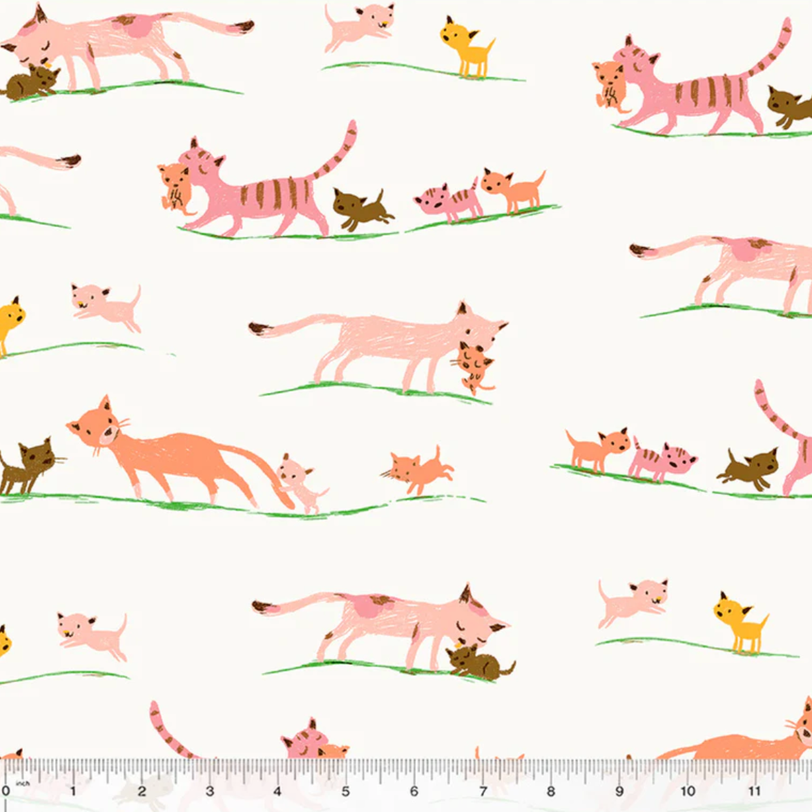 Heather Ross Windham Fabrics Studio Edit Mother Cats Cream 40931D-5