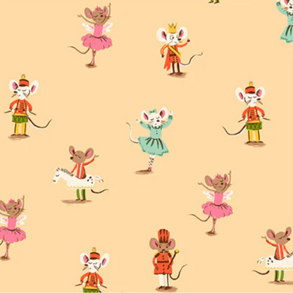 Heather Ross Windham Fabrics Studio Edit Nutcracker Mice Peach 50166D-3