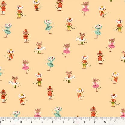 Heather Ross Windham Fabrics Studio Edit Nutcracker Mice Peach 50166D-3