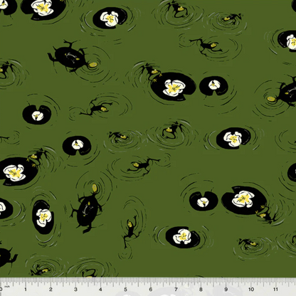 Heather Ross Windham Fabrics West Hill Lily Pond 52876-10 Pond Green