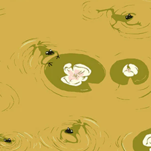 Heather Ross Windham Fabrics West Hill Lily Pond 52876-9 Olive