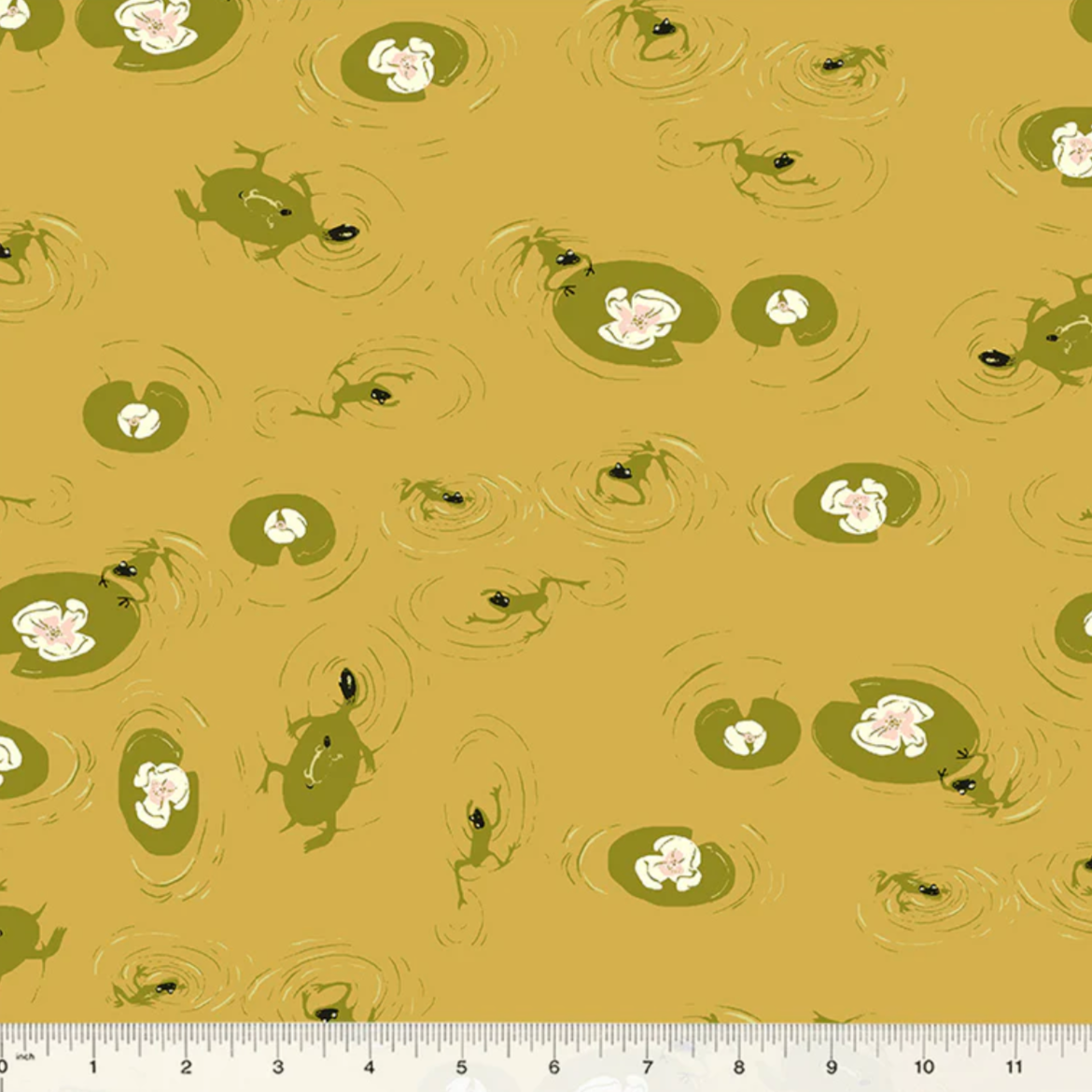 Heather Ross Windham Fabrics West Hill Lily Pond 52876-9 Olive