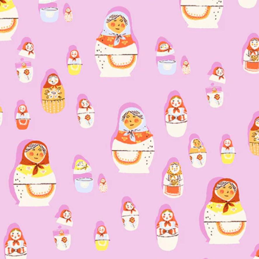 Heather Ross Windham Fabrics West Hill Matryoshka Dolls 52875-8 Lilac
