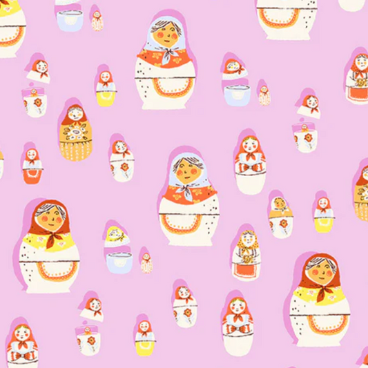 Heather Ross Windham Fabrics West Hill Matryoshka Dolls 52875-8 Lilac