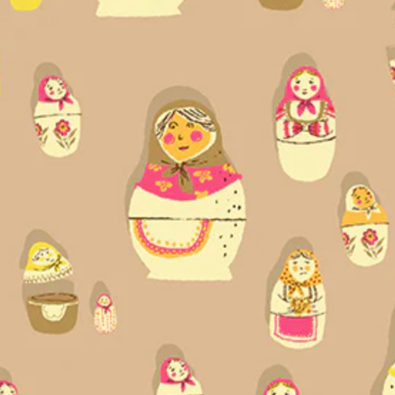 Heather Ross Windham Fabrics West Hill Matryoshka Dolls Warm Tan 52875-6 Warm Tan