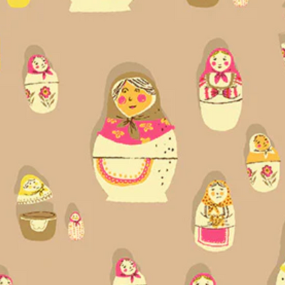 Heather Ross Windham Fabrics West Hill Matryoshka Dolls Warm Tan 52875-6 Warm Tan