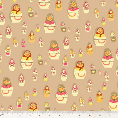 Heather Ross Windham Fabrics West Hill Matryoshka Dolls Warm Tan 52875-6 Warm Tan