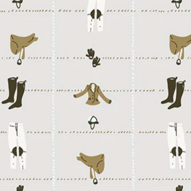 Heather Ross Windham Fabrics West Hill Riding Gear 52878-15 Grey