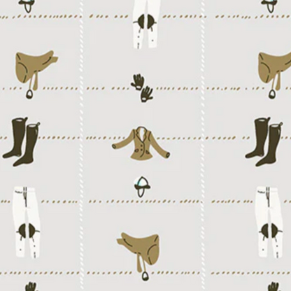 Heather Ross Windham Fabrics West Hill Riding Gear 52878-15 Grey