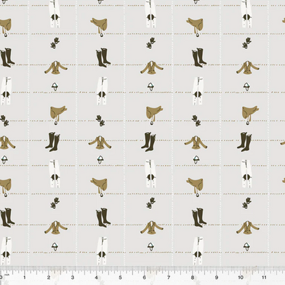 Heather Ross Windham Fabrics West Hill Riding Gear 52878-15 Grey