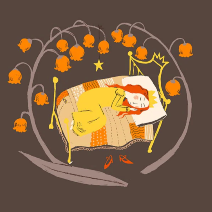 Heather Ross Windham Far Far Away 2 Sleeping Beauty Charcoal 51198-5