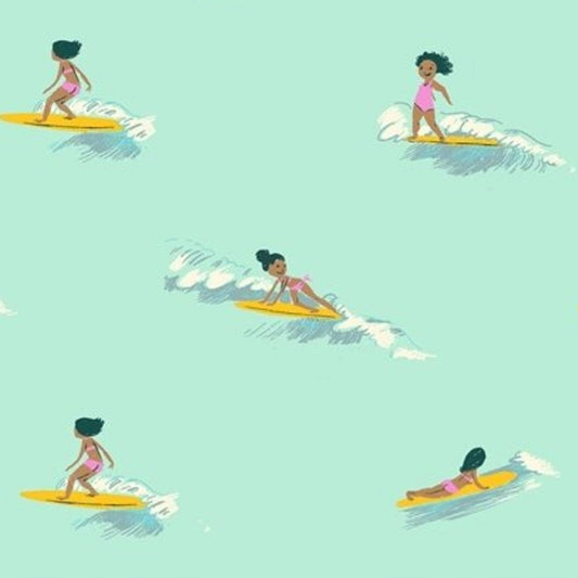 Heather Ross Windham Malibu Tiny Surfers Sea Foam 52146-6