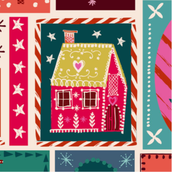 Helen Black Dashwood Studio Fabrics Candy Cane Christmas Candy Houses CAND2501