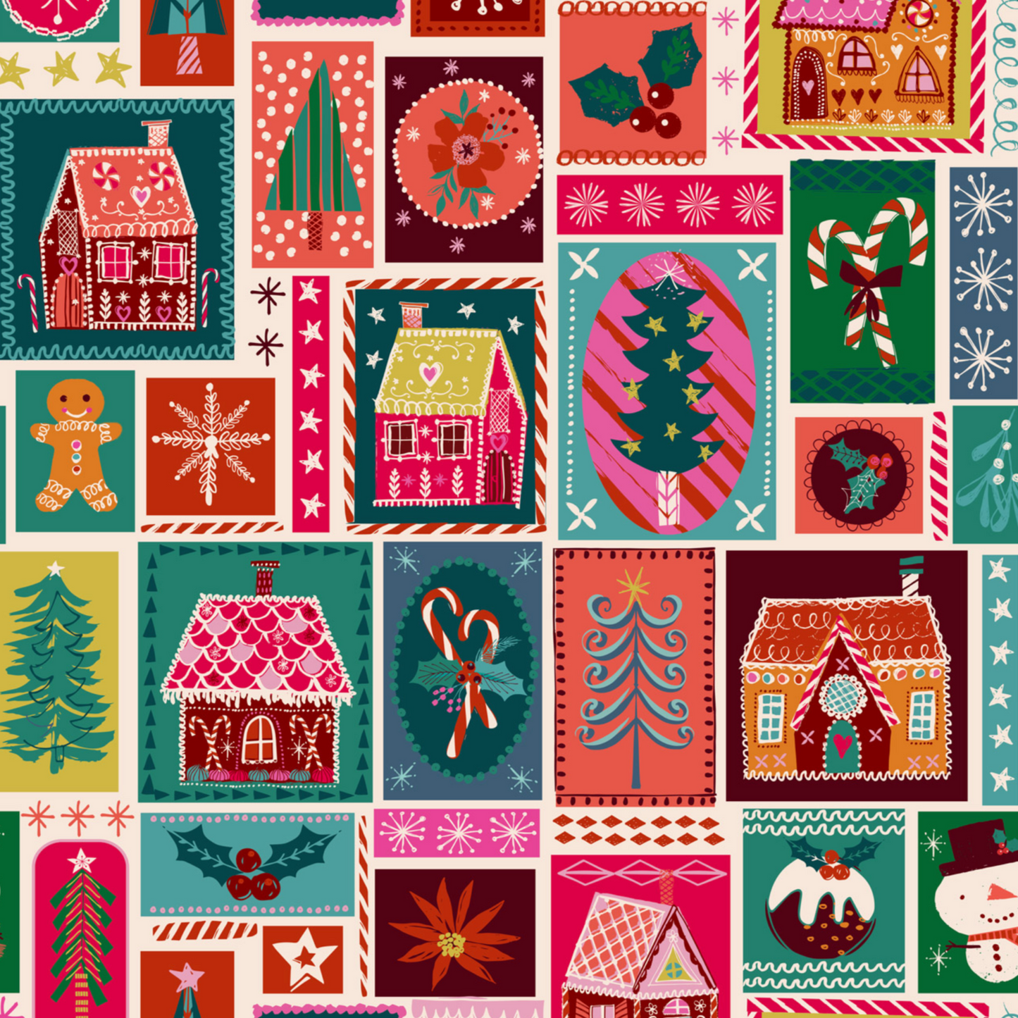 Helen Black Dashwood Studio Fabrics Candy Cane Christmas Candy Houses CAND2501