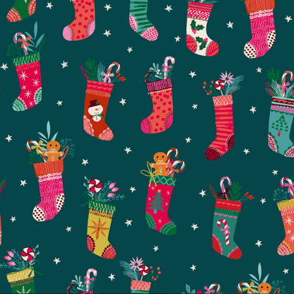 Helen Black Dashwood Studio Fabrics Candy Cane Christmas Stockings CAND2505