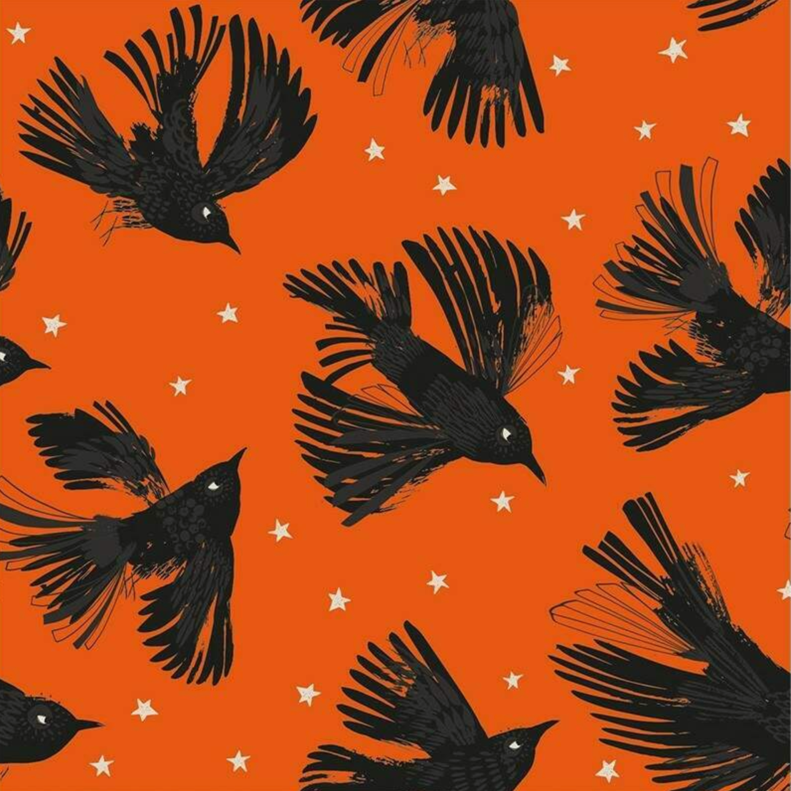 Helen Black Dashwood Studio Fabrics The Witching Hour Crows Orange WITCH2610