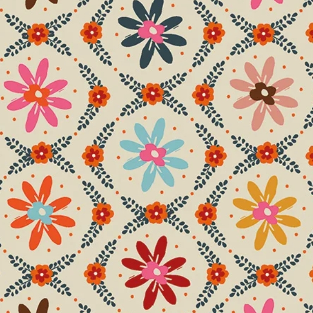 Helen Black Thread and Ink Design Studio Fine Folk Daisy Chain FOLK1118 Ecru