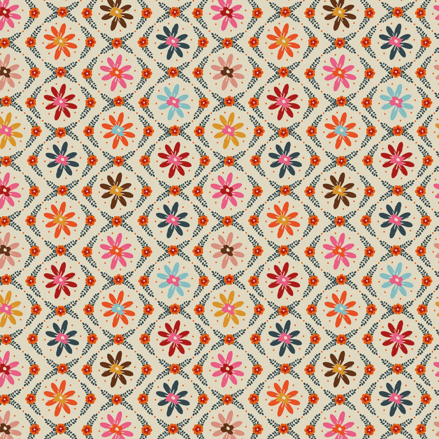 Helen Black Thread and Ink Design Studio Fine Folk Daisy Chain FOLK1118 Ecru