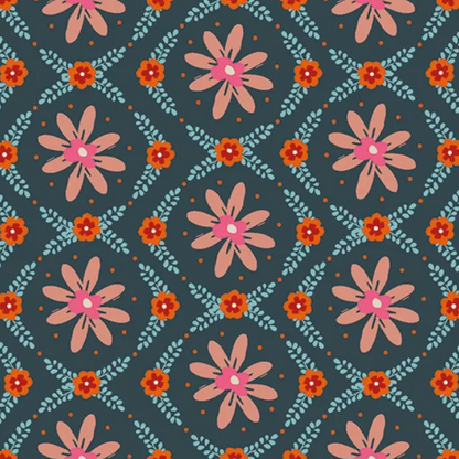 Helen Black Thread and Ink Design Studio Fine Folk Daisy Chain FOLK1119 Denim