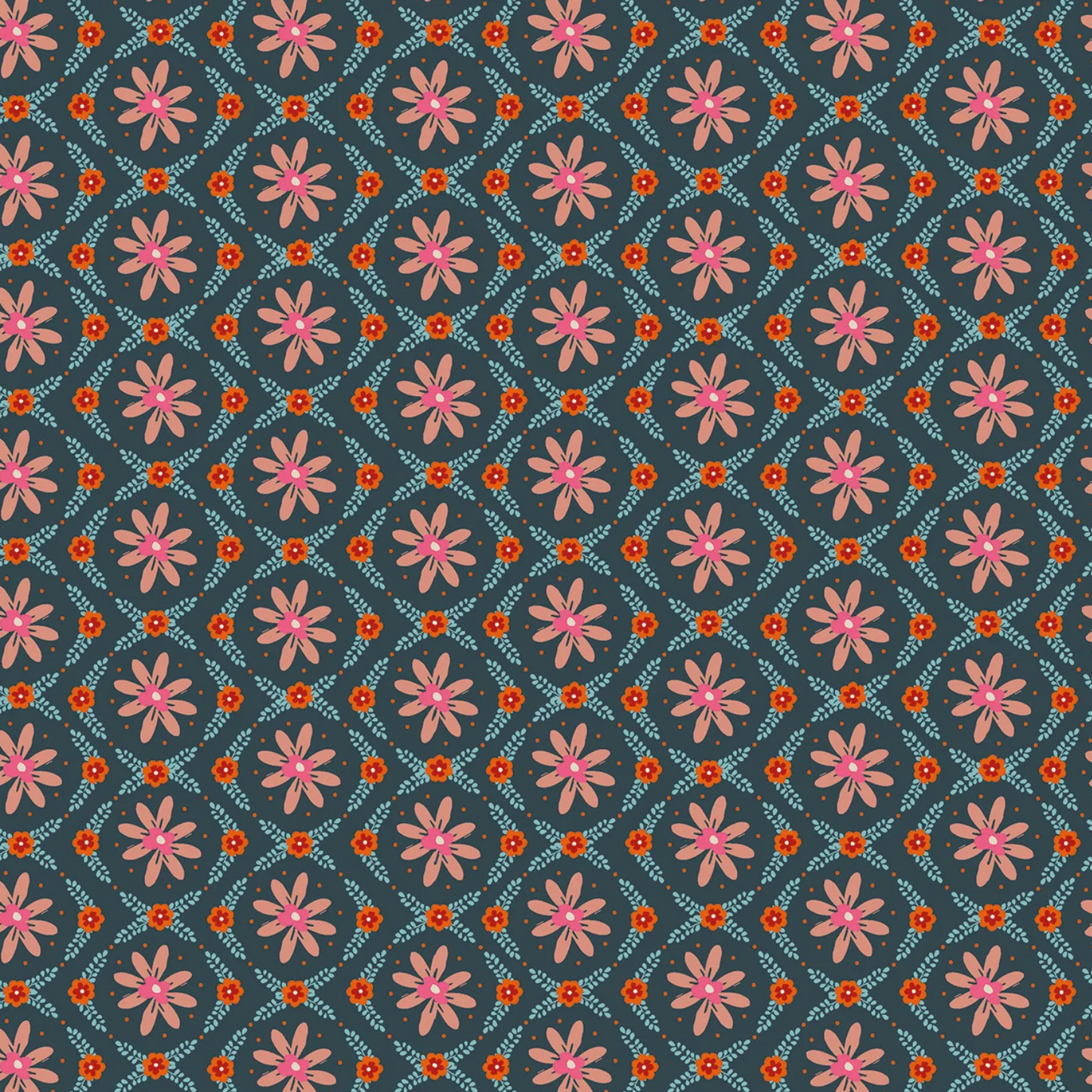 Helen Black Thread and Ink Design Studio Fine Folk Daisy Chain FOLK1119 Denim