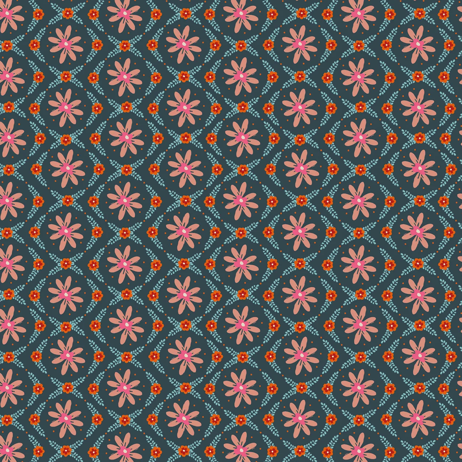 Helen Black Thread and Ink Design Studio Fine Folk Daisy Chain FOLK1119 Denim