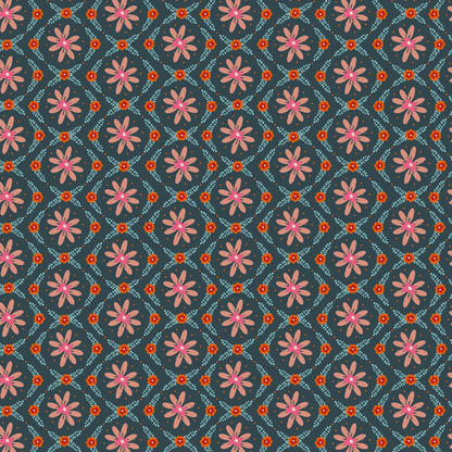 Helen Black Thread and Ink Design Studio Fine Folk Daisy Chain FOLK1119 Denim