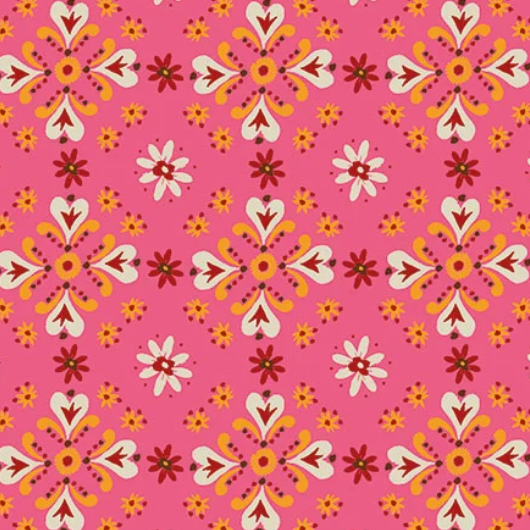Helen Black Thread and Ink Design Studio Fine Folk Folk Foulard FOLK1120 Rose