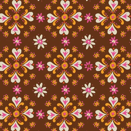 Helen Black Thread and Ink Design Studio Fine Folk Folk Foulard FOLK1121 Pecan