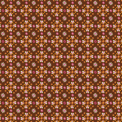 Helen Black Thread and Ink Design Studio Fine Folk Folk Foulard FOLK1121 Pecan