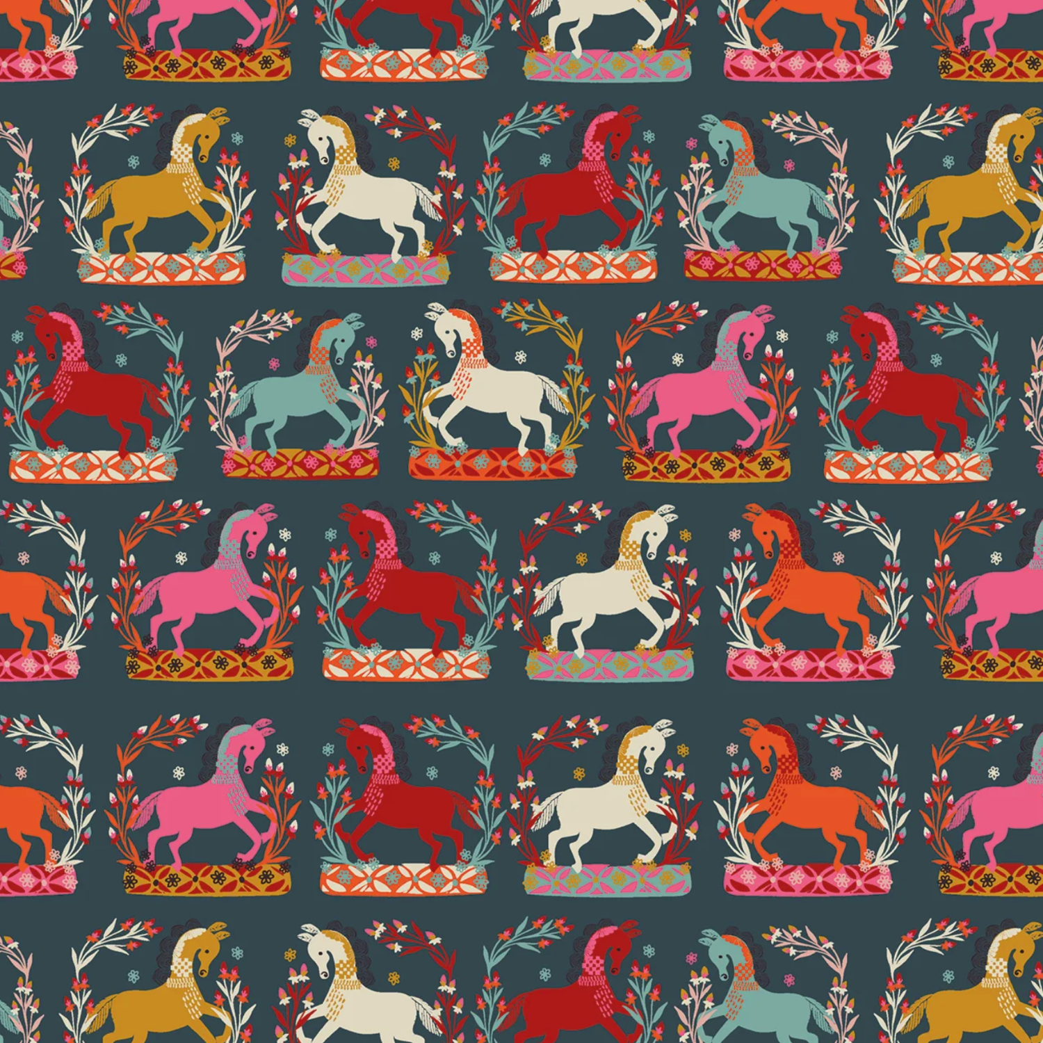 Helen Black Thread and Ink Design Studio Fine Folk Prancing Horses FOLK1112