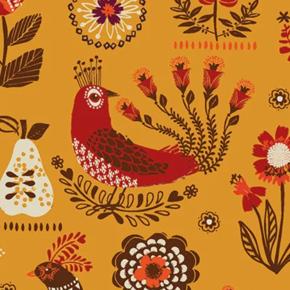 Helen Black Thread and Ink Design Studio Fine Folk Songbirds  FOLK1114 Gold