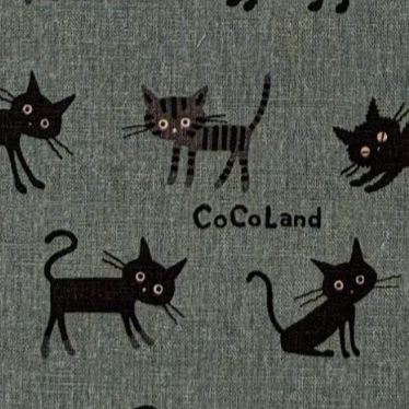 Hishiei CoCoLand Medium Cats Canvas Dusty Teal CO-10016-2C