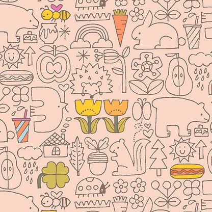 Hitomi Osumi Cotton + Steel RJR Fabrics Kanpeki Na Hi Asobo HO502-PC2 Peach Cloud