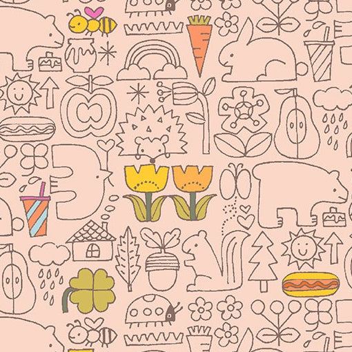 Hitomi Osumi Cotton + Steel RJR Fabrics Kanpeki Na Hi Asobo HO502-PC2 Peach Cloud