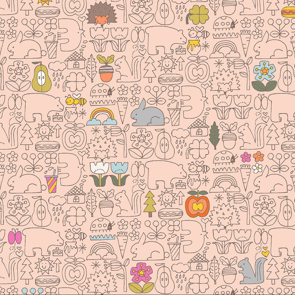 Hitomi Osumi Cotton + Steel RJR Fabrics Kanpeki Na Hi Asobo HO502-PC2 Peach Cloud