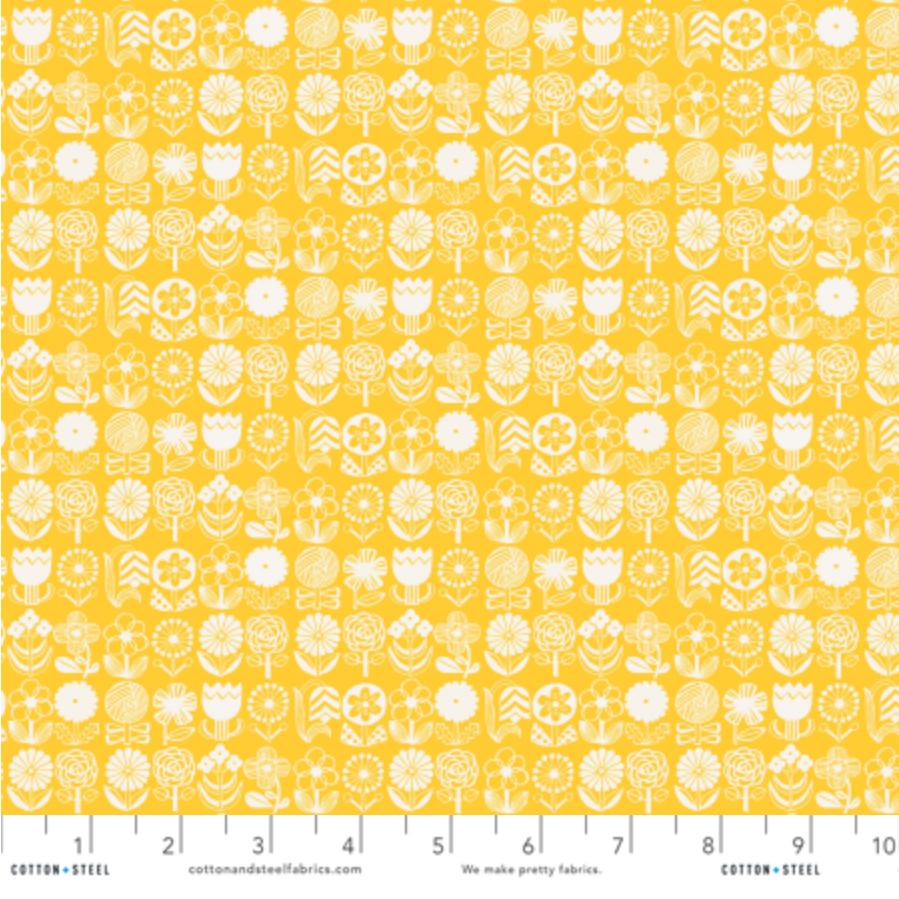 Hitomi Osumi Cotton + Steel RJR Fabrics Kanpeki Na Hi Hana Hana HO503-SK1 Sun Kissed Yellow