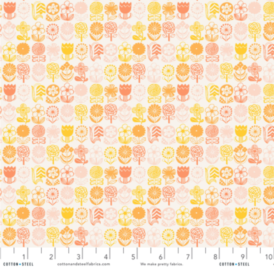 Hitomi Osumi Cotton + Steel RJR Fabrics Kanpeki Na Hi Hana Hana Starburst HO503-MS2 Morning Sunshine