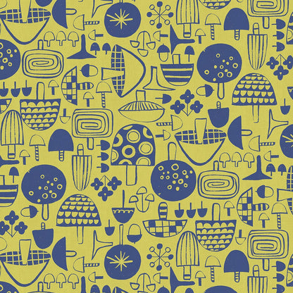 Hitomi Osumi Cotton + Steel RJR Fabrics Omatsuri Nakama Kinoko Ippai  HO302-LI3U Lime