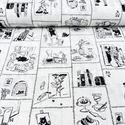 Hokkoh Japanese Import Fabric Cats Living Their Lives 1026-705 2A