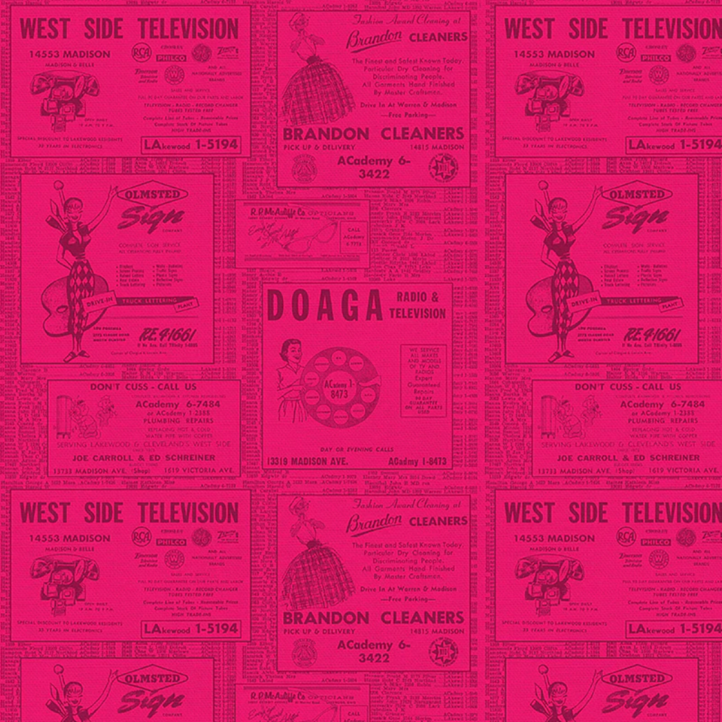 Hoodie Crescent Paintbrush Studio Fabrics Ring Ring Phonebook Fuchsia 12000051